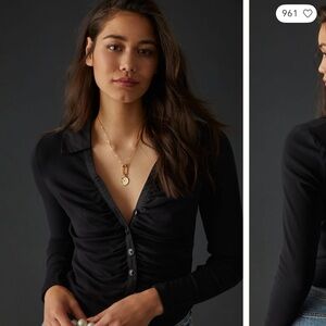 Anthropologie Maeve Ruched Shirt